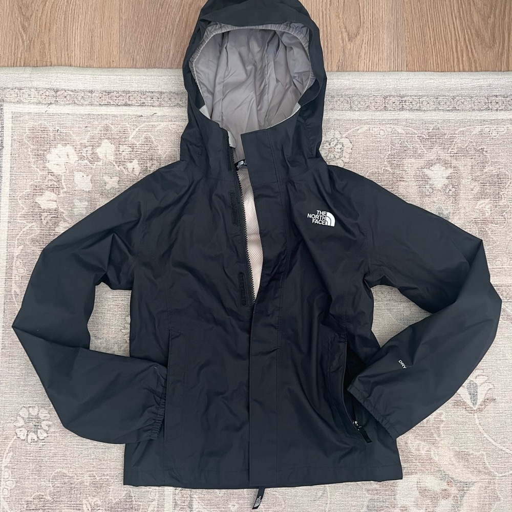The North Face Black Jacket for girls (size 7/8) - waterproof & wind resistant